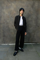 Percival Leland Cuban Boxy Long Sleeve Shirt - Black