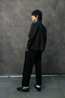 Percival Leland Cuban Boxy Long Sleeve Shirt - Black