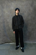 Percival Leland Cuban Boxy Long Sleeve Shirt - Black