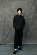Percival Leland Cuban Boxy Long Sleeve Shirt - Black