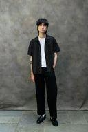 Percival Leland Cuban Short Sleeve Shirt - Black