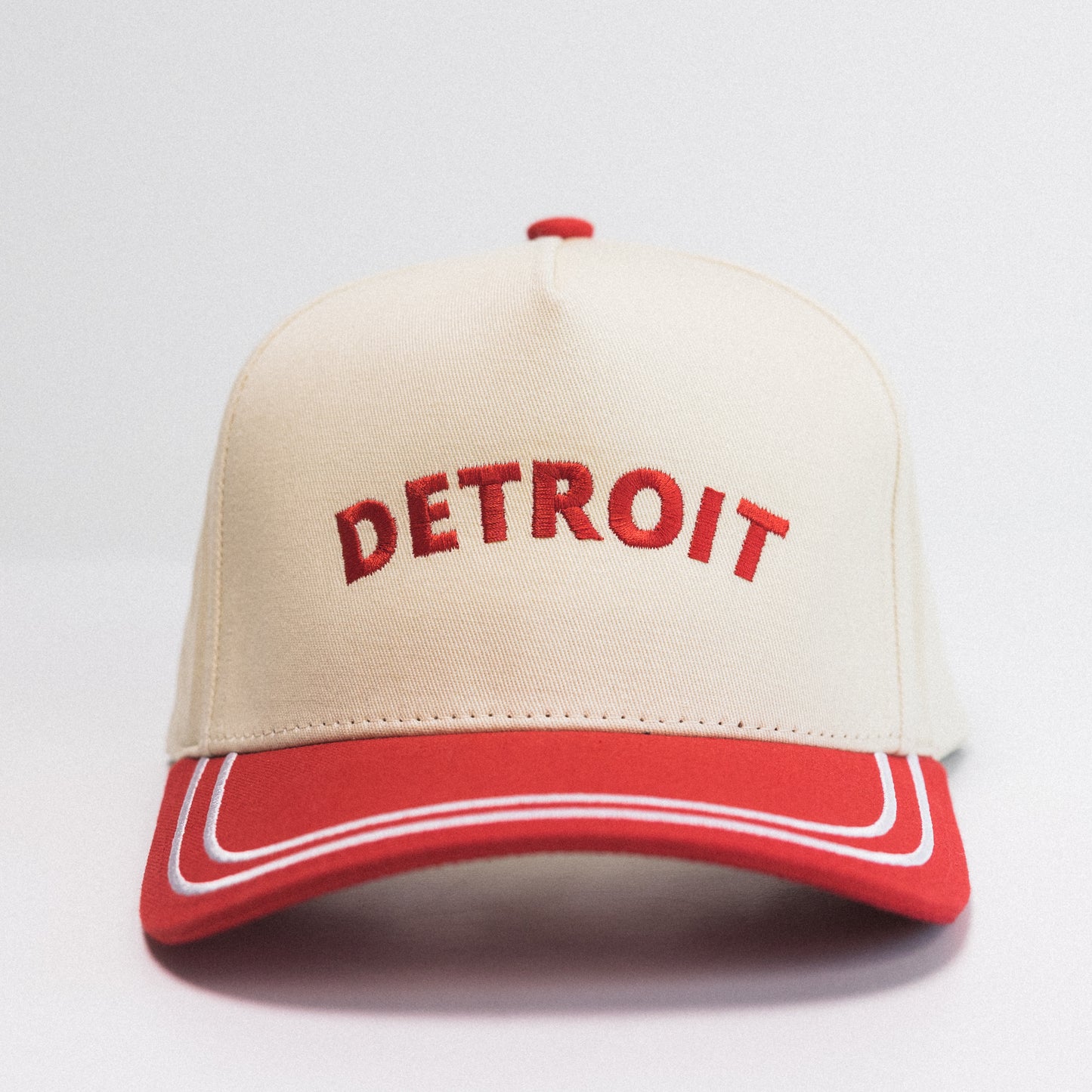 Detroit 5 Panel Hat - Red/OS Font