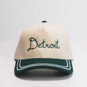 Detroit 5 Panel Hat - Green/Cursive Font
