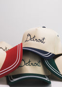 Detroit 5 Panel Hat - Navy/Cursive Font