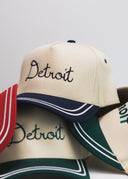 Detroit 5 Panel Hat - Black/Cursive Font