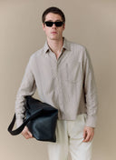 Percival Leland Boxy Long Sleeve Shirt - Ecru Cream