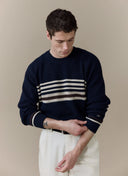 Percival Sergio Crochet Jumper - Navy Blue
