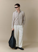 Percival Leland Boxy Long Sleeve Shirt - Ecru Cream